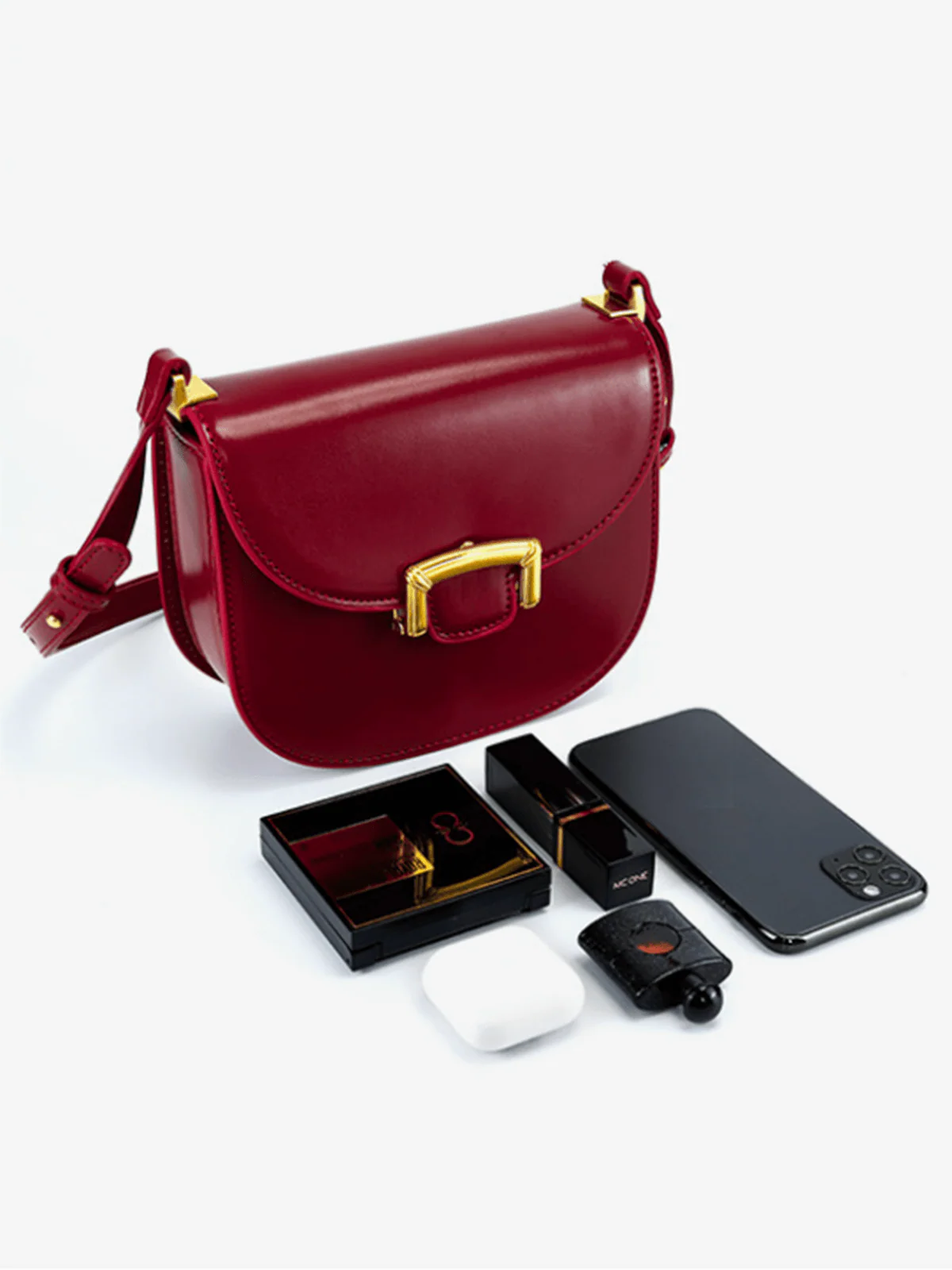 Vintage PU Leather Saddle Bag - Image 5