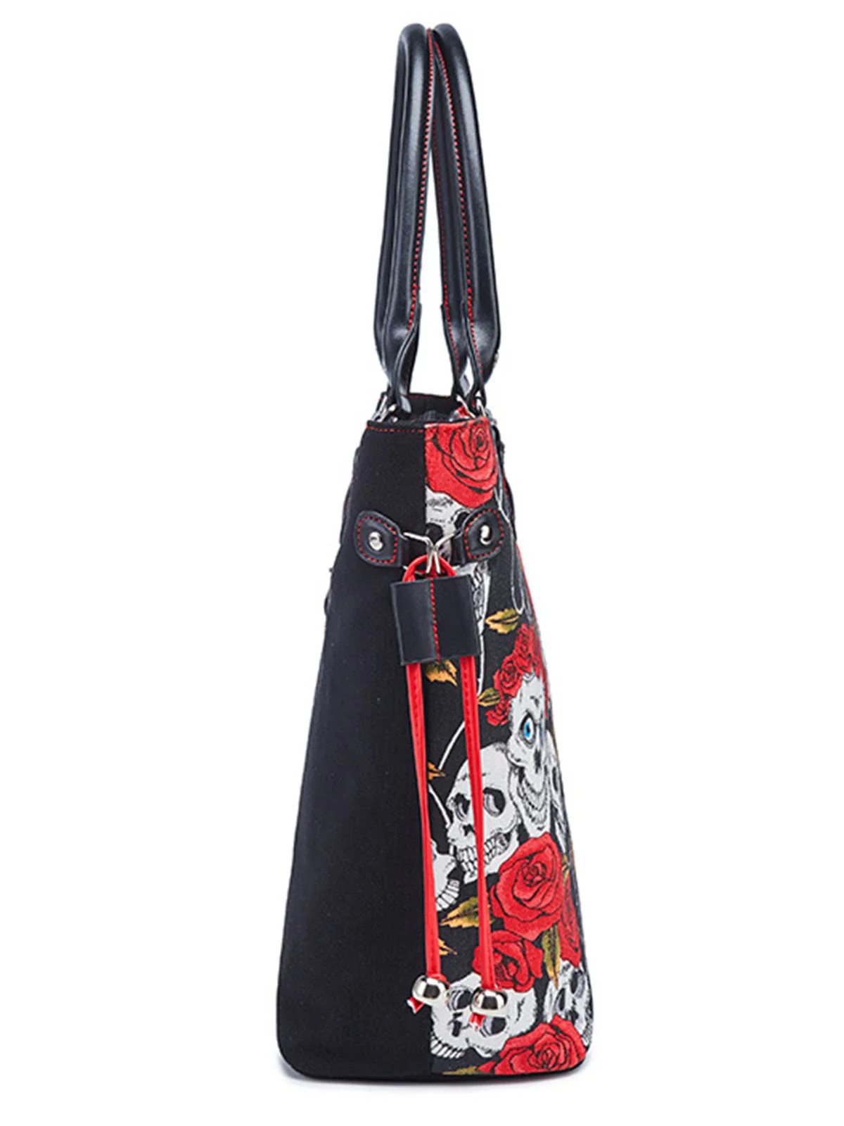Vintage Punk Skull & Rose Print Handbag - Image 3