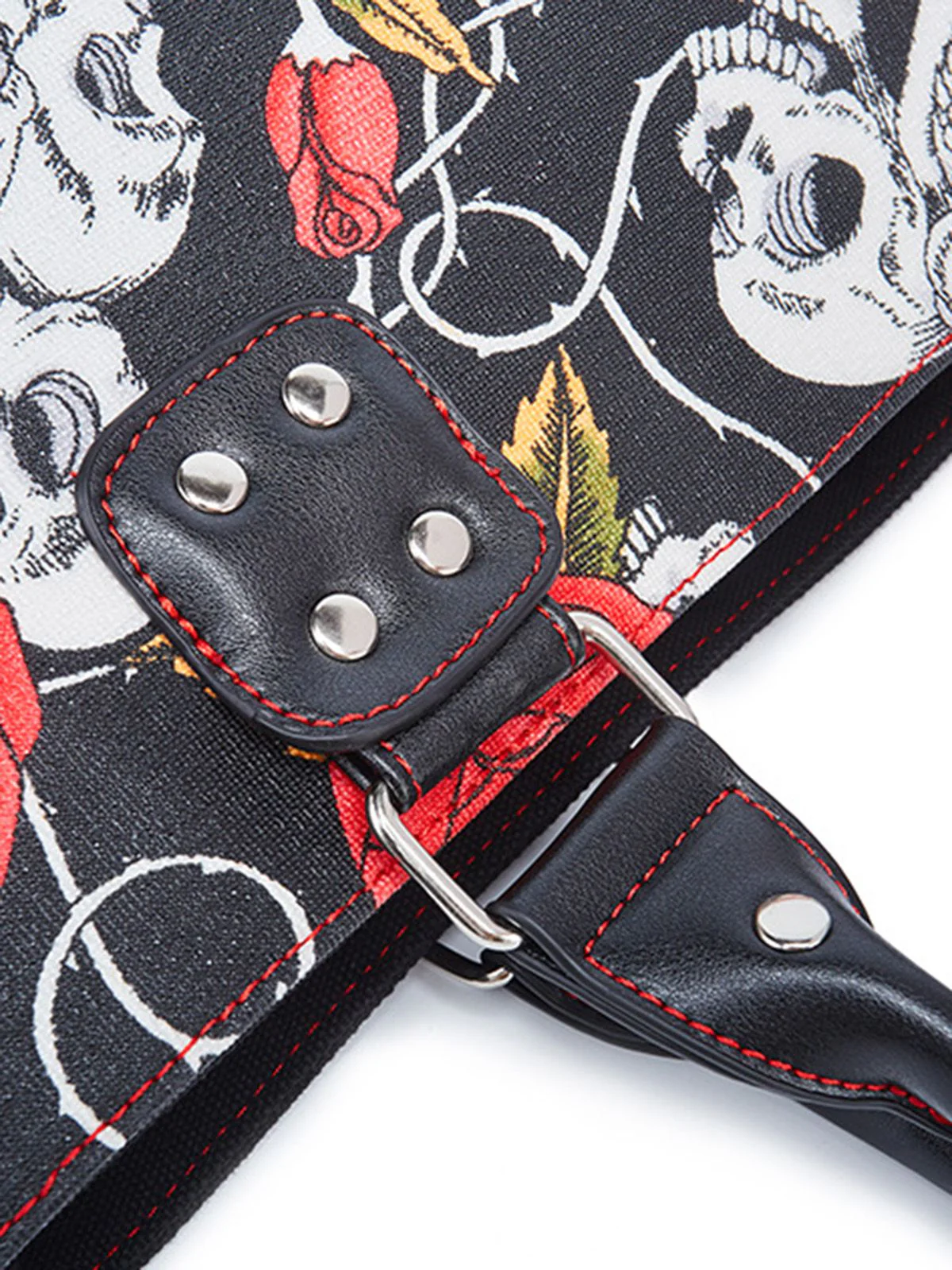 Vintage Punk Skull & Rose Print Handbag - Image 6