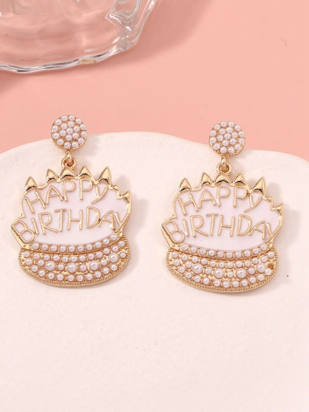 Vintage Rhinestone Birthday Cake Earrings - Image 3