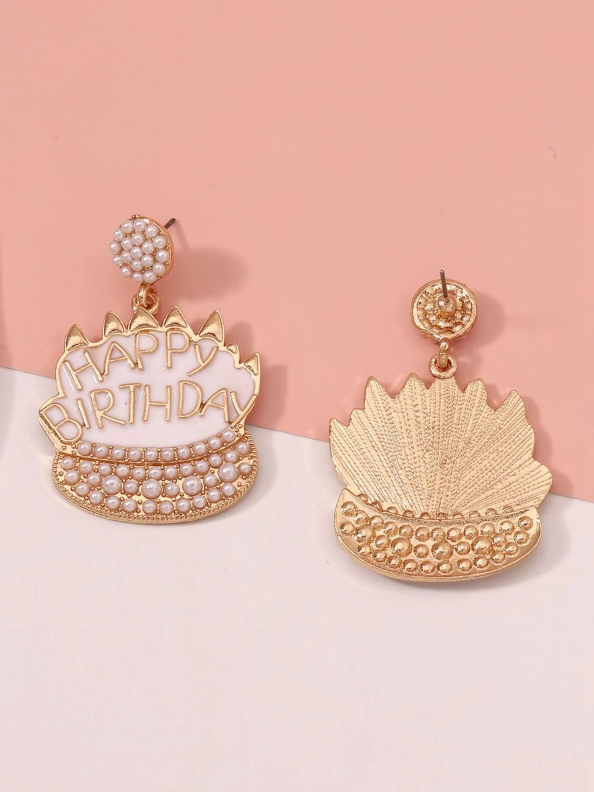 Vintage Rhinestone Birthday Cake Earrings - Image 4
