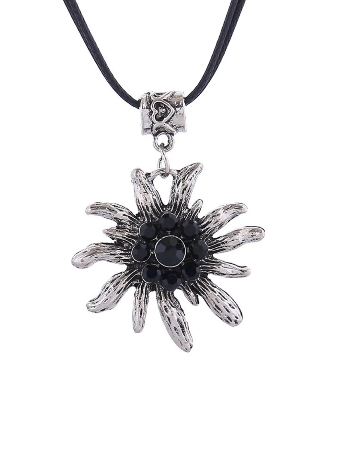 Vintage Rhinestone Edelweiss Dangle Necklace - Image 2