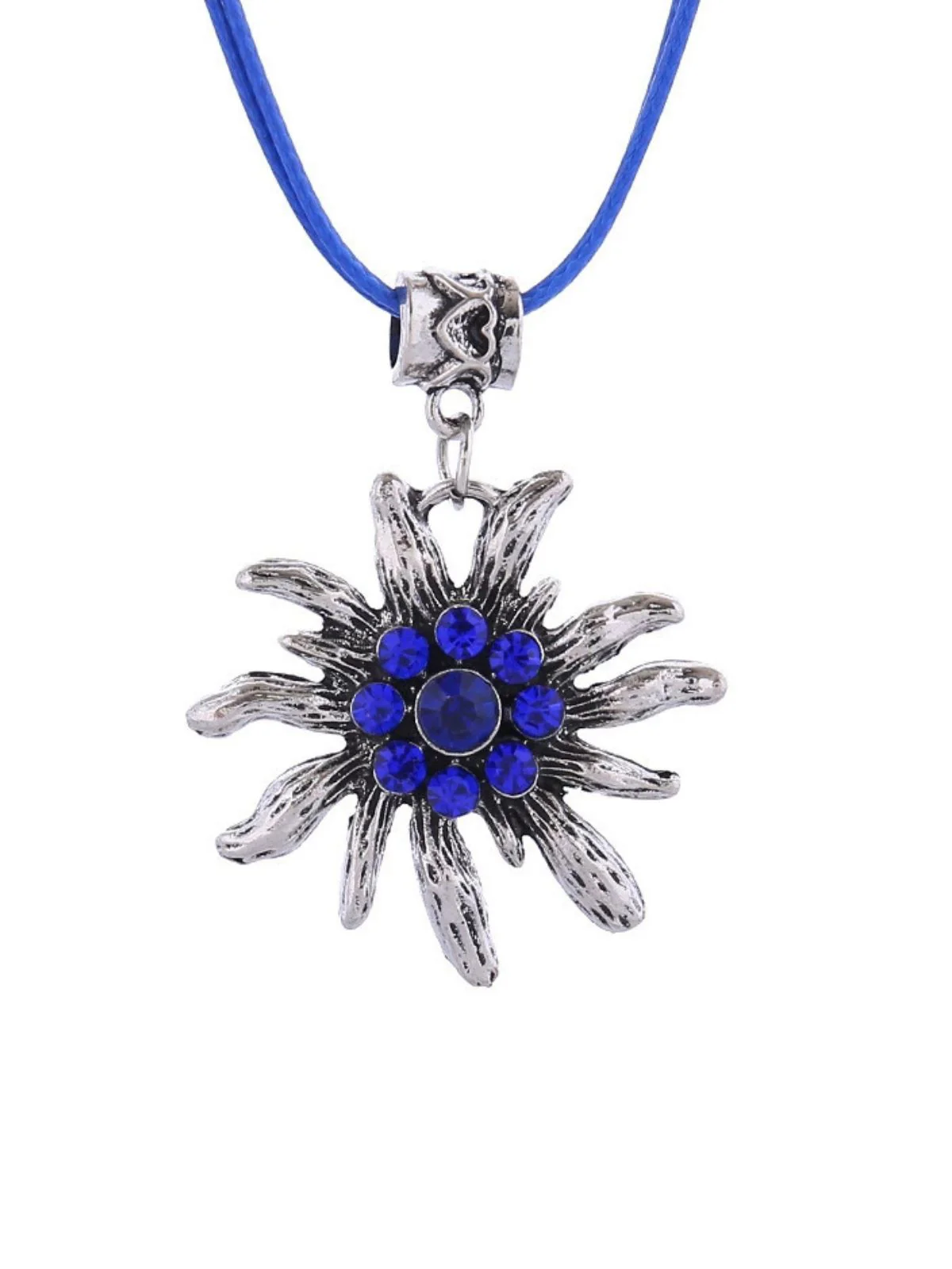 Vintage Rhinestone Edelweiss Dangle Necklace - Image 3