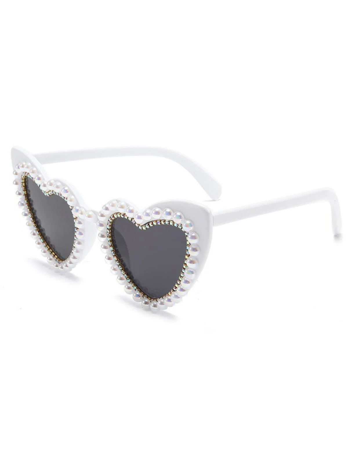 Vintage Rhinestone Heart Frame Sunglasses - Image 2
