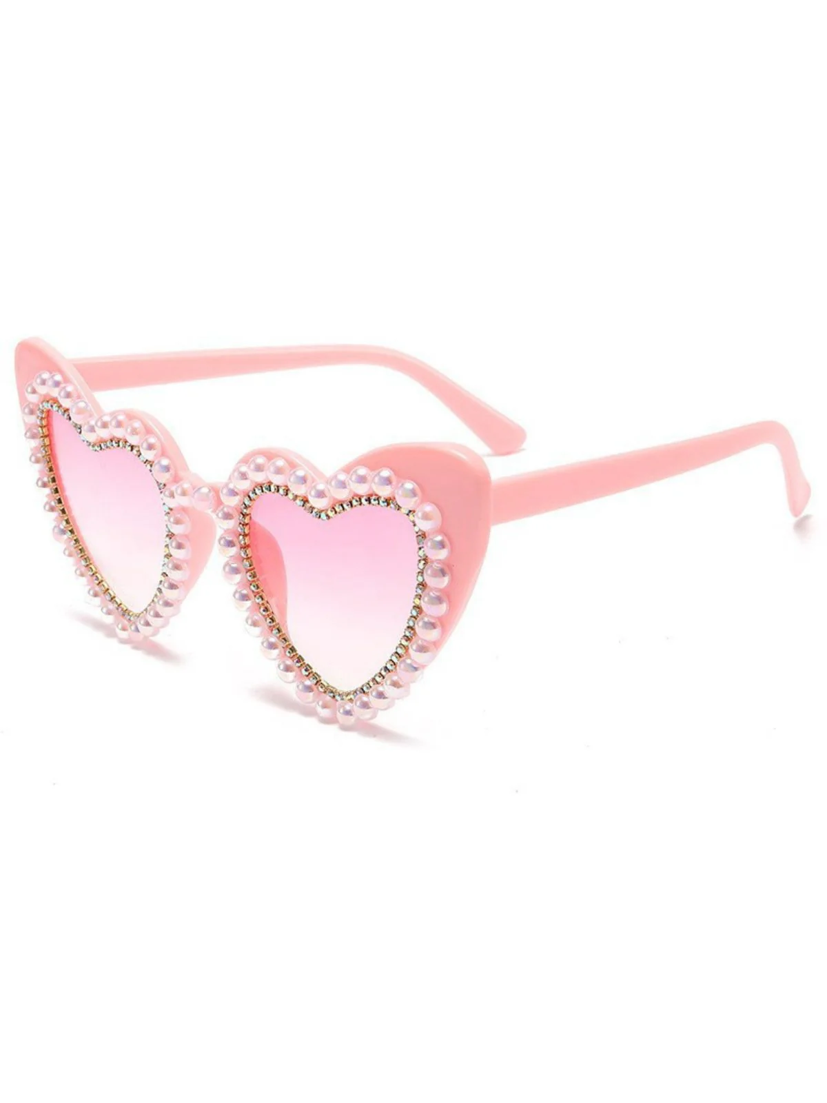 Vintage Rhinestone Heart Frame Sunglasses - Image 3