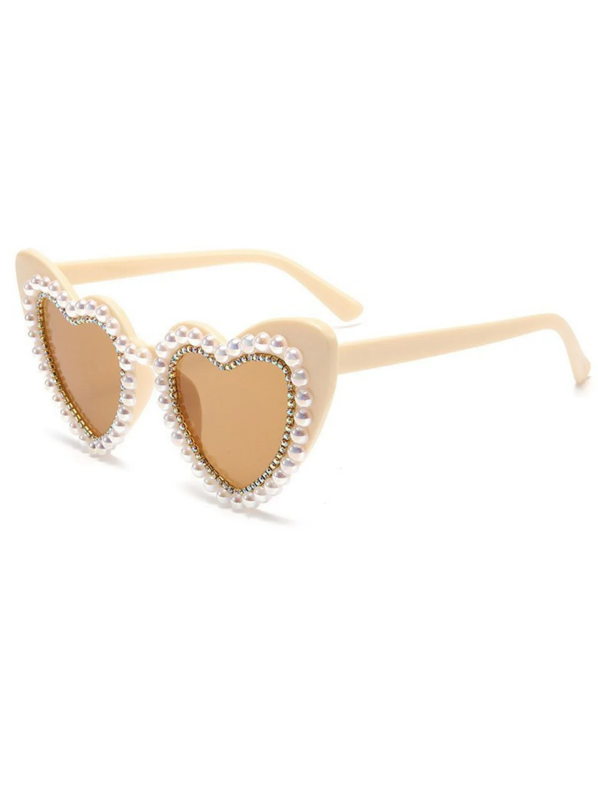 Vintage Rhinestone Heart Frame Sunglasses - Image 4