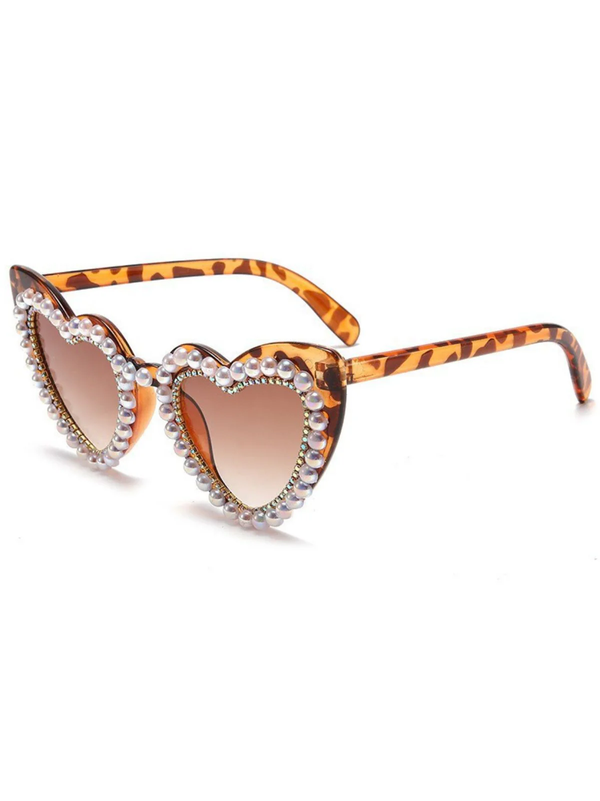 Vintage Rhinestone Heart Frame Sunglasses - Image 5