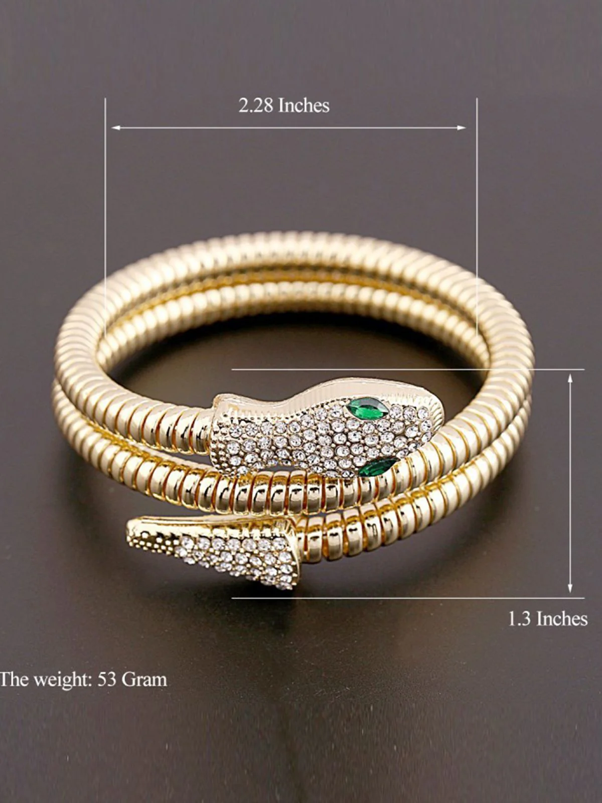 Vintage Rhinestone Snake Alloy Bangle Bracelet - Image 2