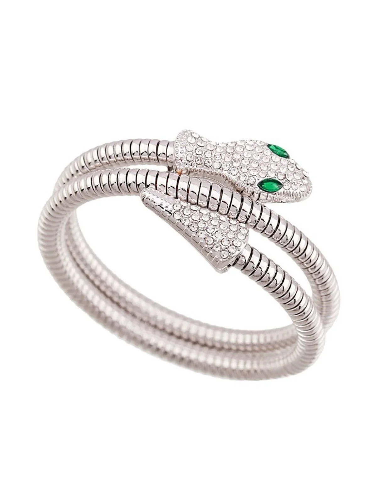 Vintage Rhinestone Snake Alloy Bangle Bracelet - Image 3