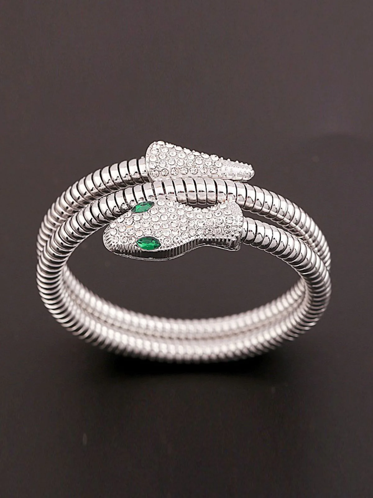 Vintage Rhinestone Snake Alloy Bangle Bracelet - Image 4