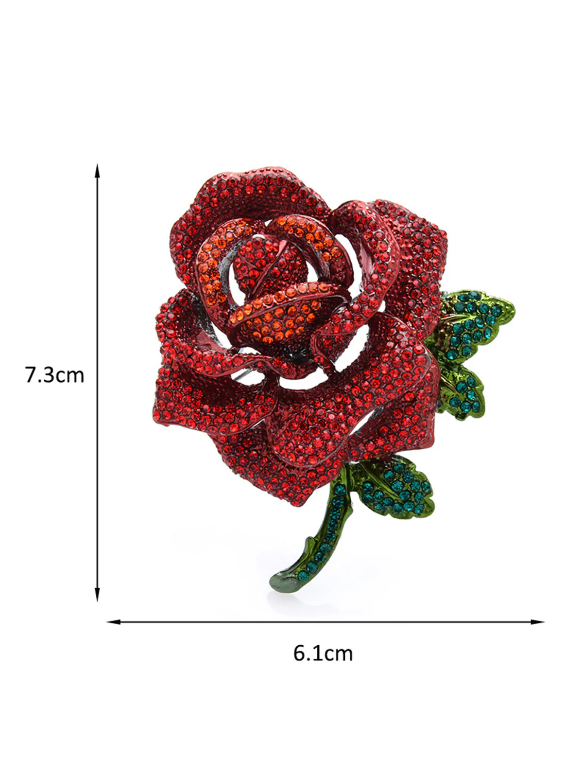 Vintage Rhinestones Rose Brooch - Image 3