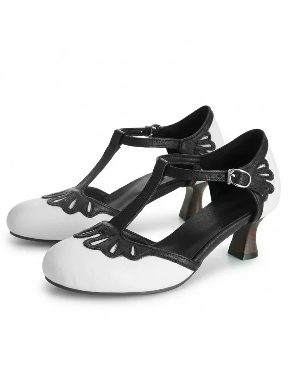 Vintage Round-Toe T-Strap Chunky Heels - Image 10
