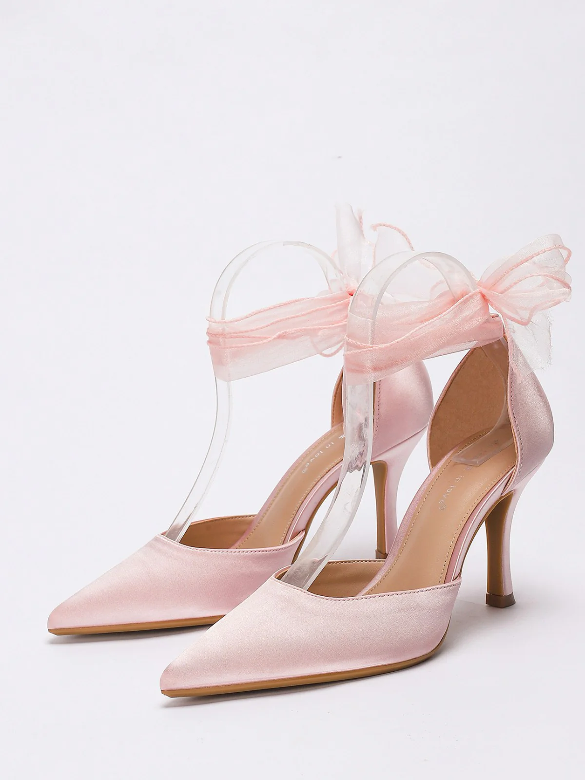 Vintage Satin Ribbon Pointed-Toe High Heels - Image 10
