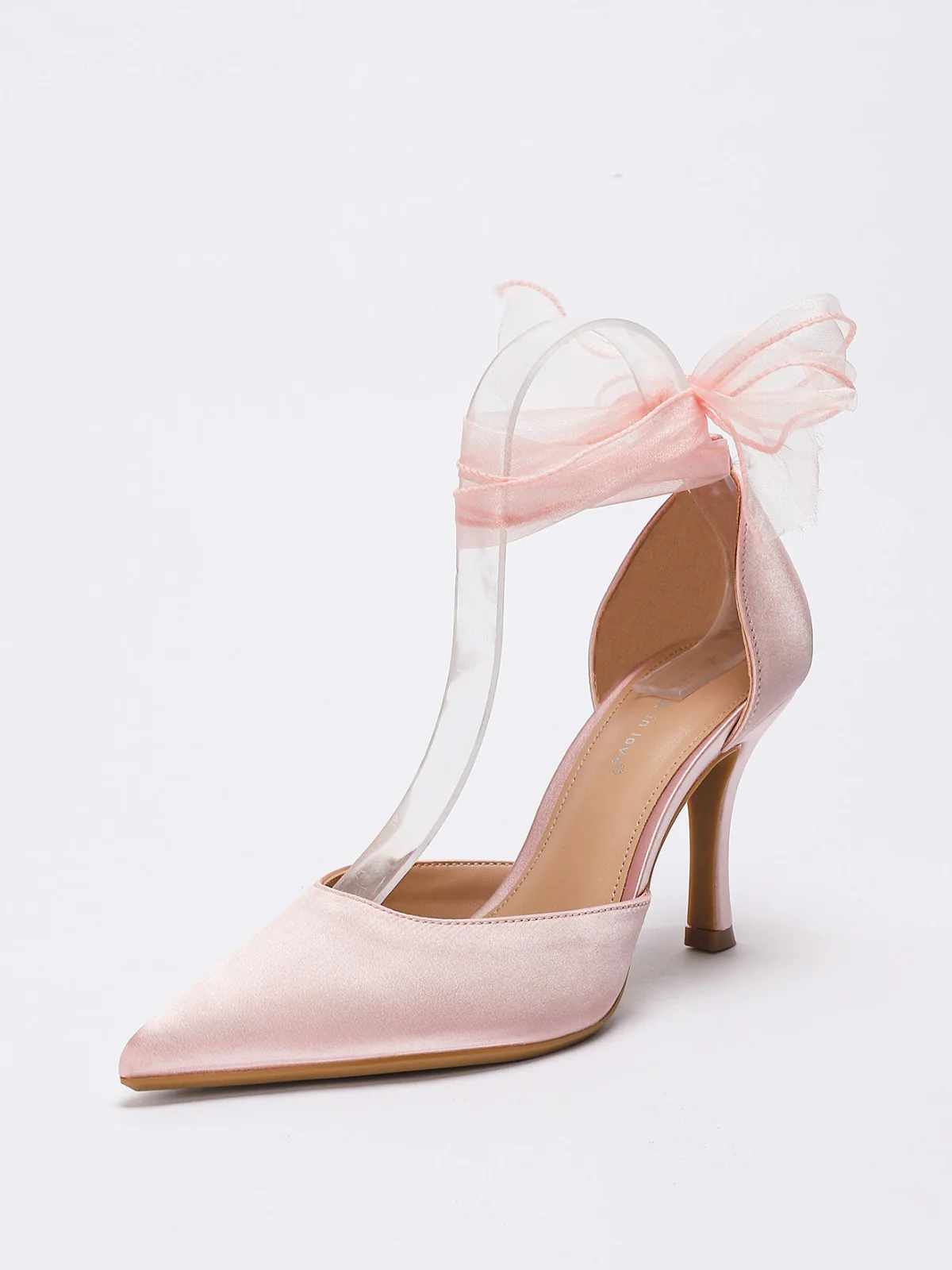 Vintage Satin Ribbon Pointed-Toe High Heels - Image 12