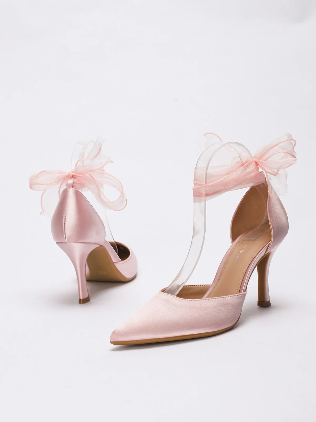 Vintage Satin Ribbon Pointed-Toe High Heels - Image 13