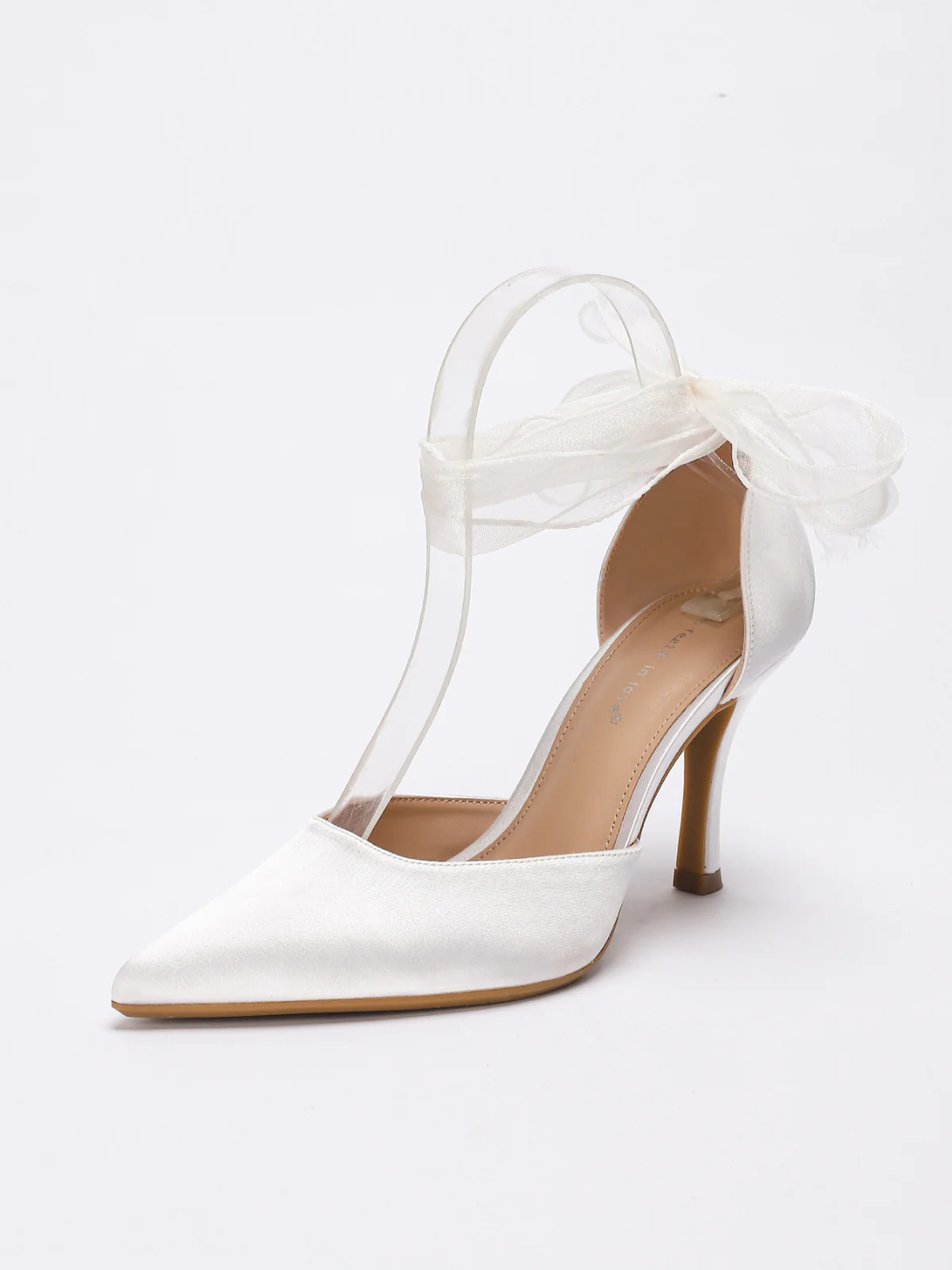 Vintage Satin Ribbon Pointed-Toe High Heels - Image 3