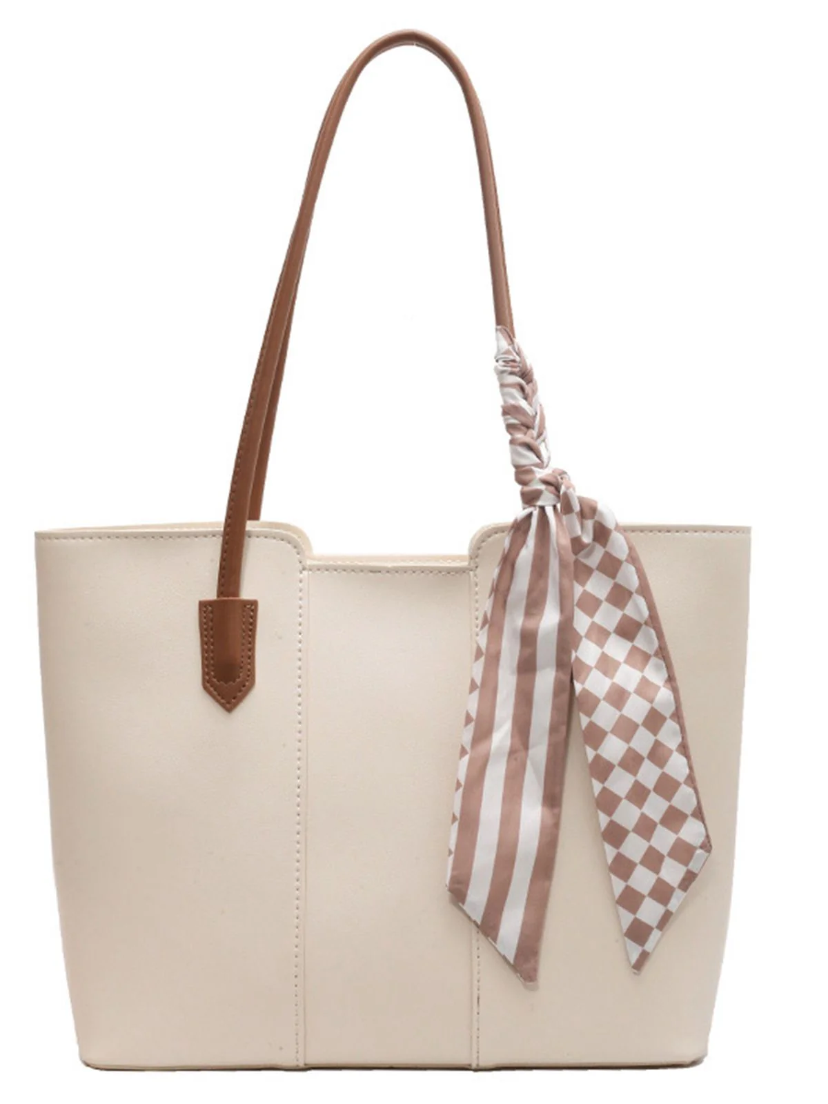 Vintage Scarf-Tied Shoulder Tote Bag - Image 4