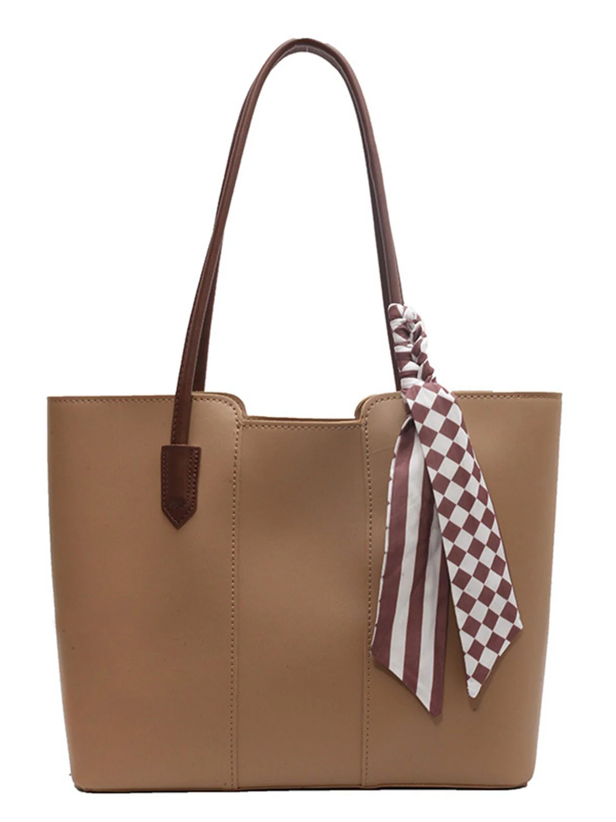 Vintage Scarf-Tied Shoulder Tote Bag - Image 6