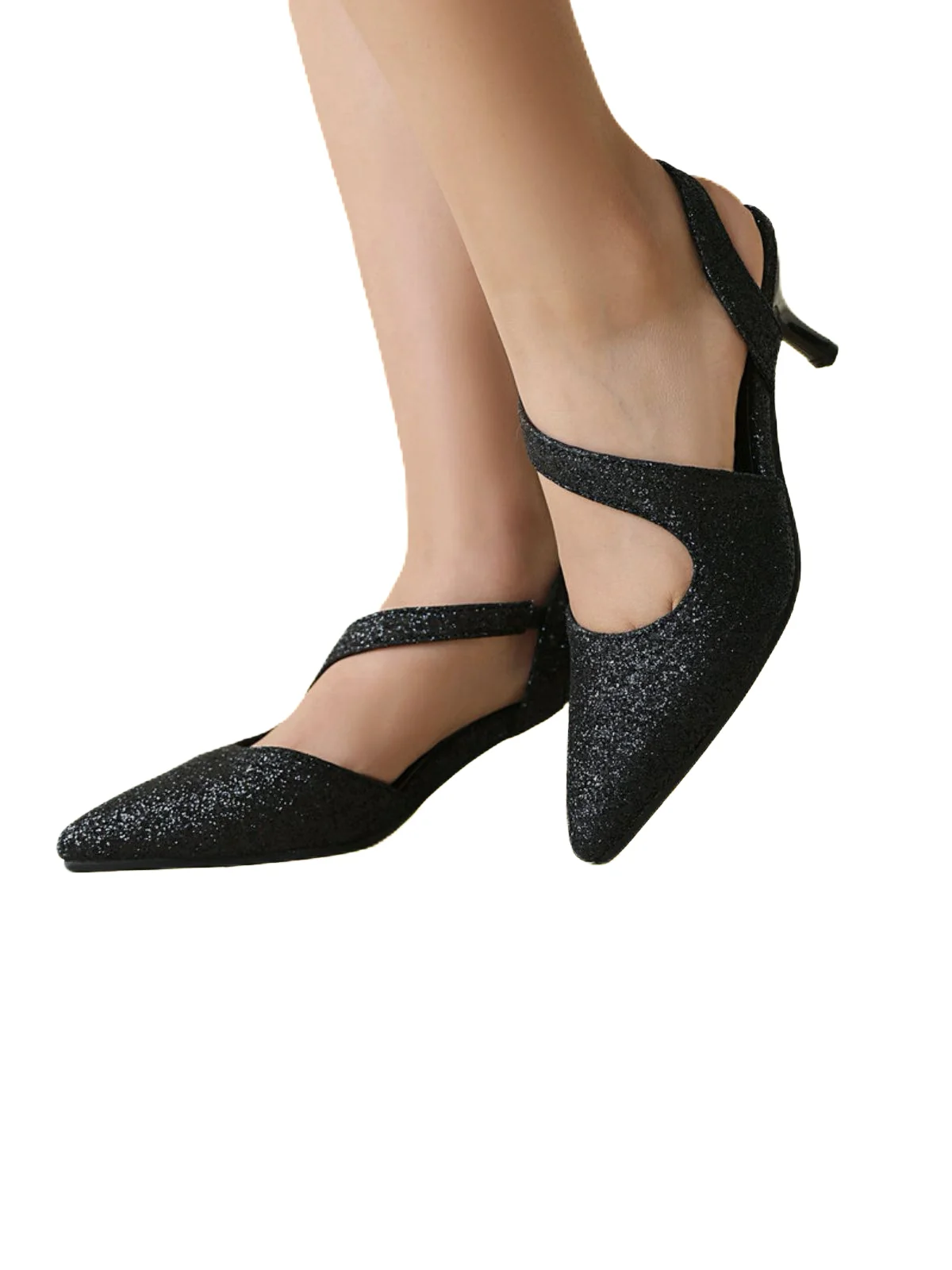 Vintage Shimmer Pointed Toe Kitten Heel Office Shoes - Image 2