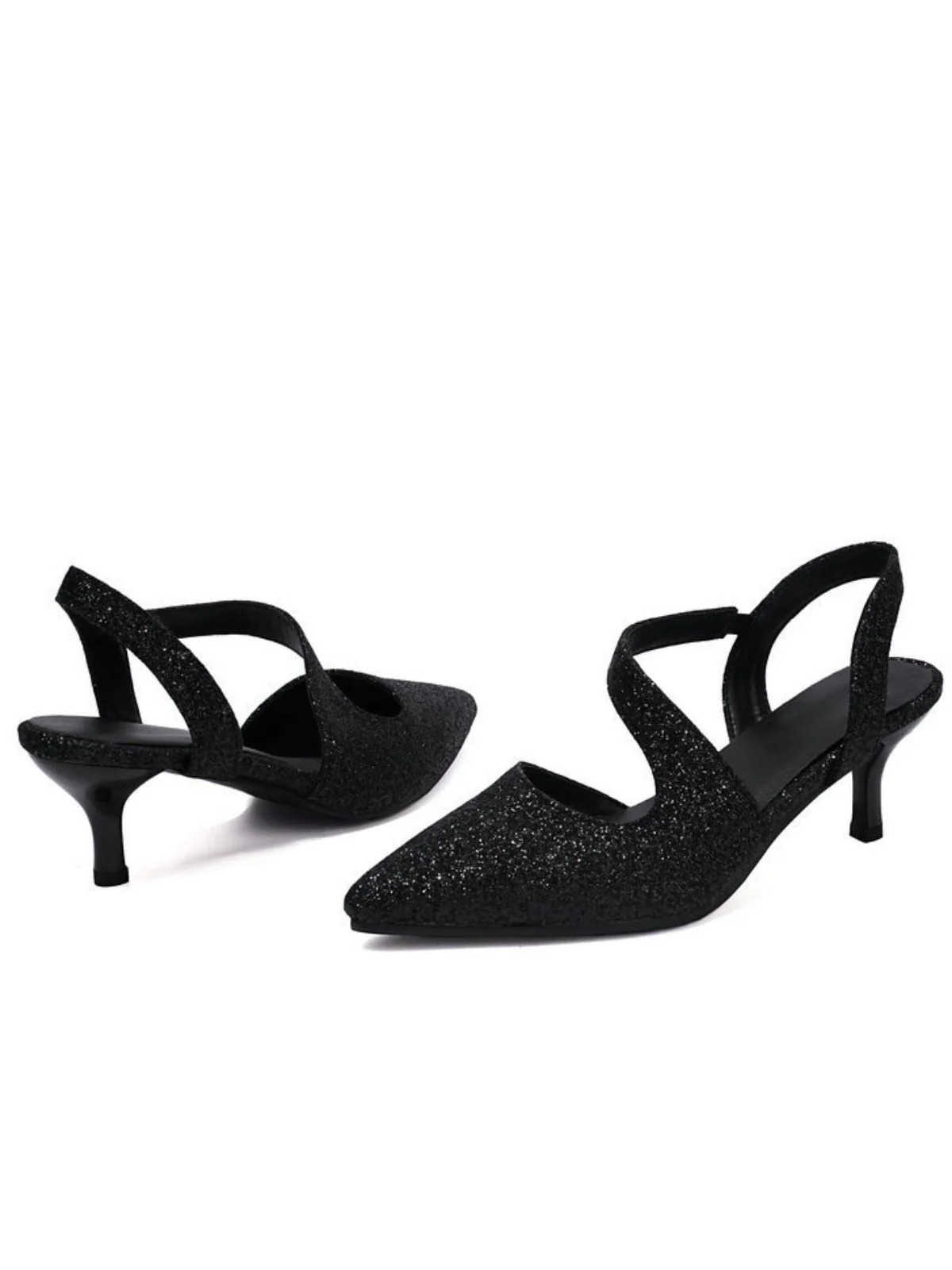 Vintage Shimmer Pointed Toe Kitten Heel Office Shoes - Image 3