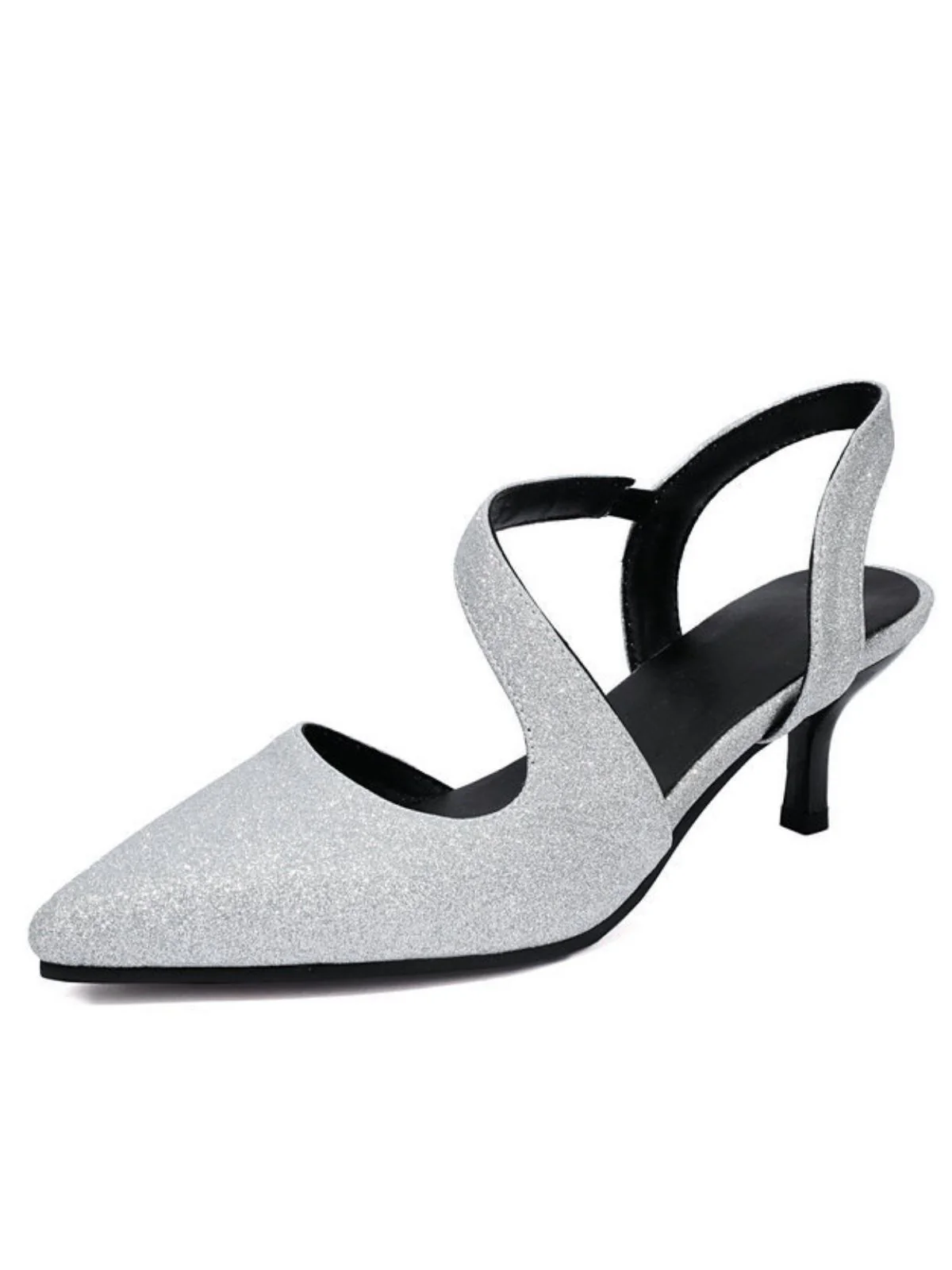 Vintage Shimmer Pointed Toe Kitten Heel Office Shoes - Image 4