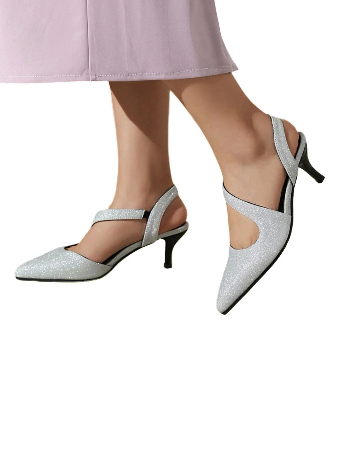 Vintage Shimmer Pointed Toe Kitten Heel Office Shoes - Image 5