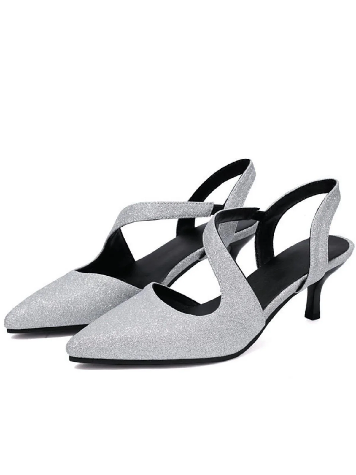 Vintage Shimmer Pointed Toe Kitten Heel Office Shoes - Image 6