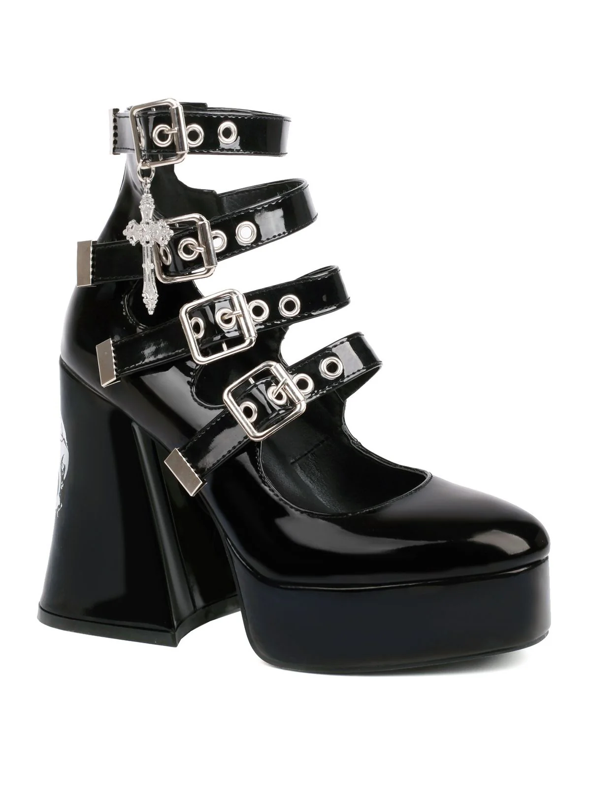 Vintage Skull Steampunk Gothic High Heel Shoes - Image 6
