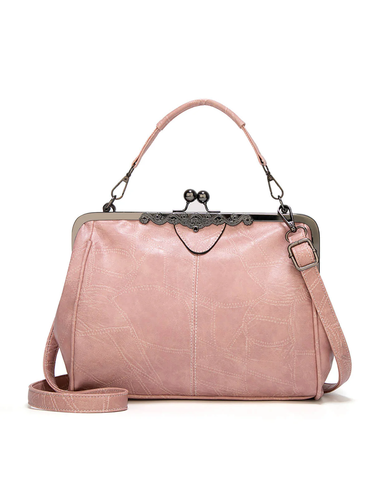 Vintage Solid Artificial Leather Handbag Crossbody Bag - Image 7
