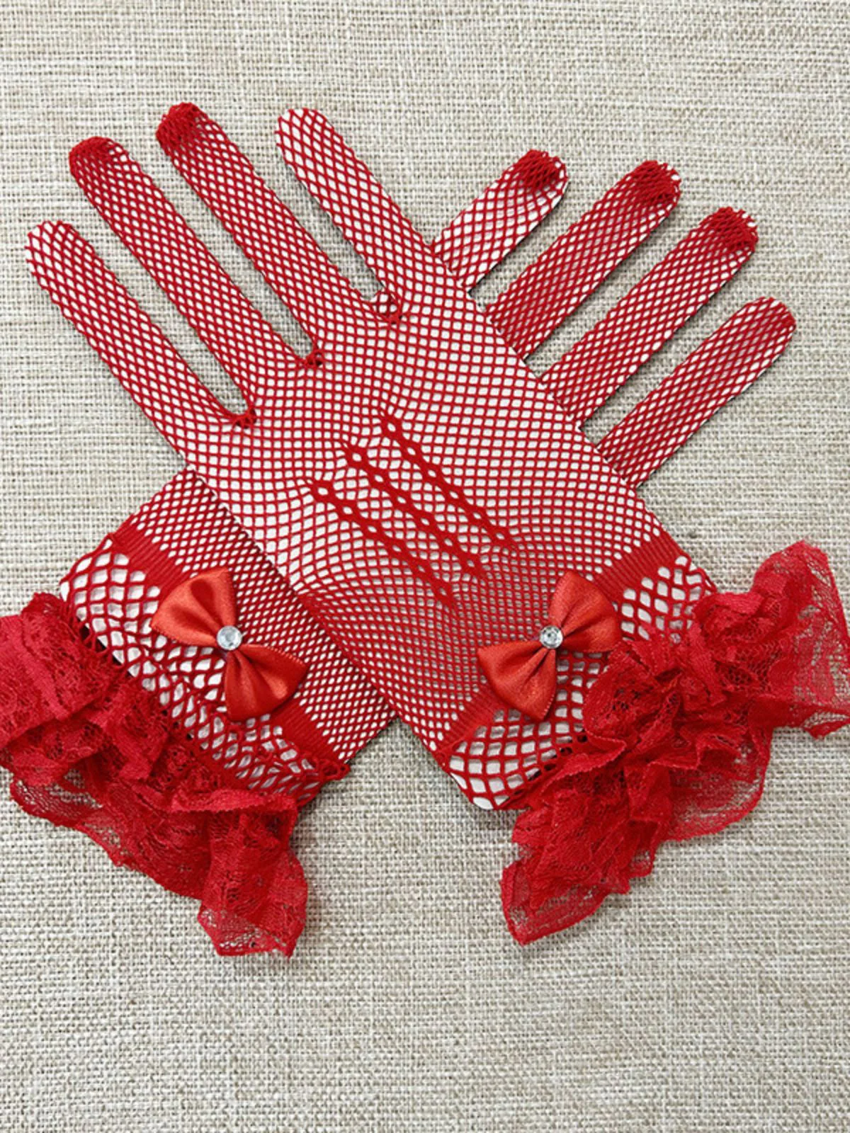 Vintage Solid Bow Lace Gloves - Image 6