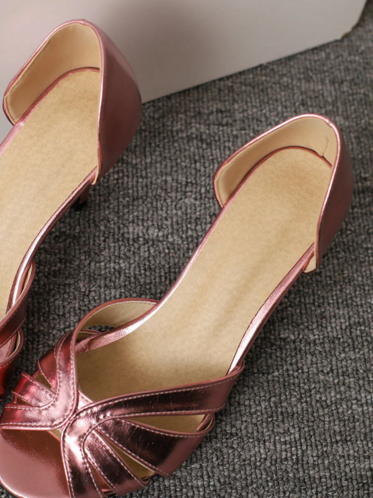 Vintage Solid Peep Toe Hollow Slip-On High Heels - Image 18