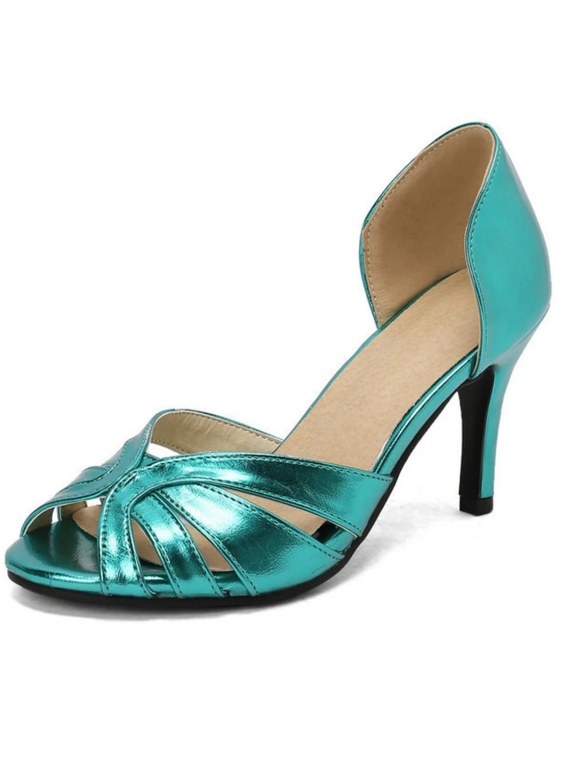 Vintage Solid Peep Toe Hollow Slip-On High Heels - Image 9