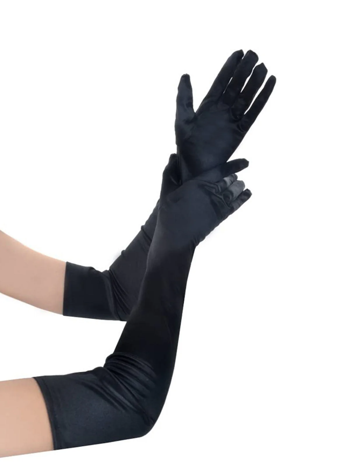 Vintage Solid Satin Long Gloves - Image 3