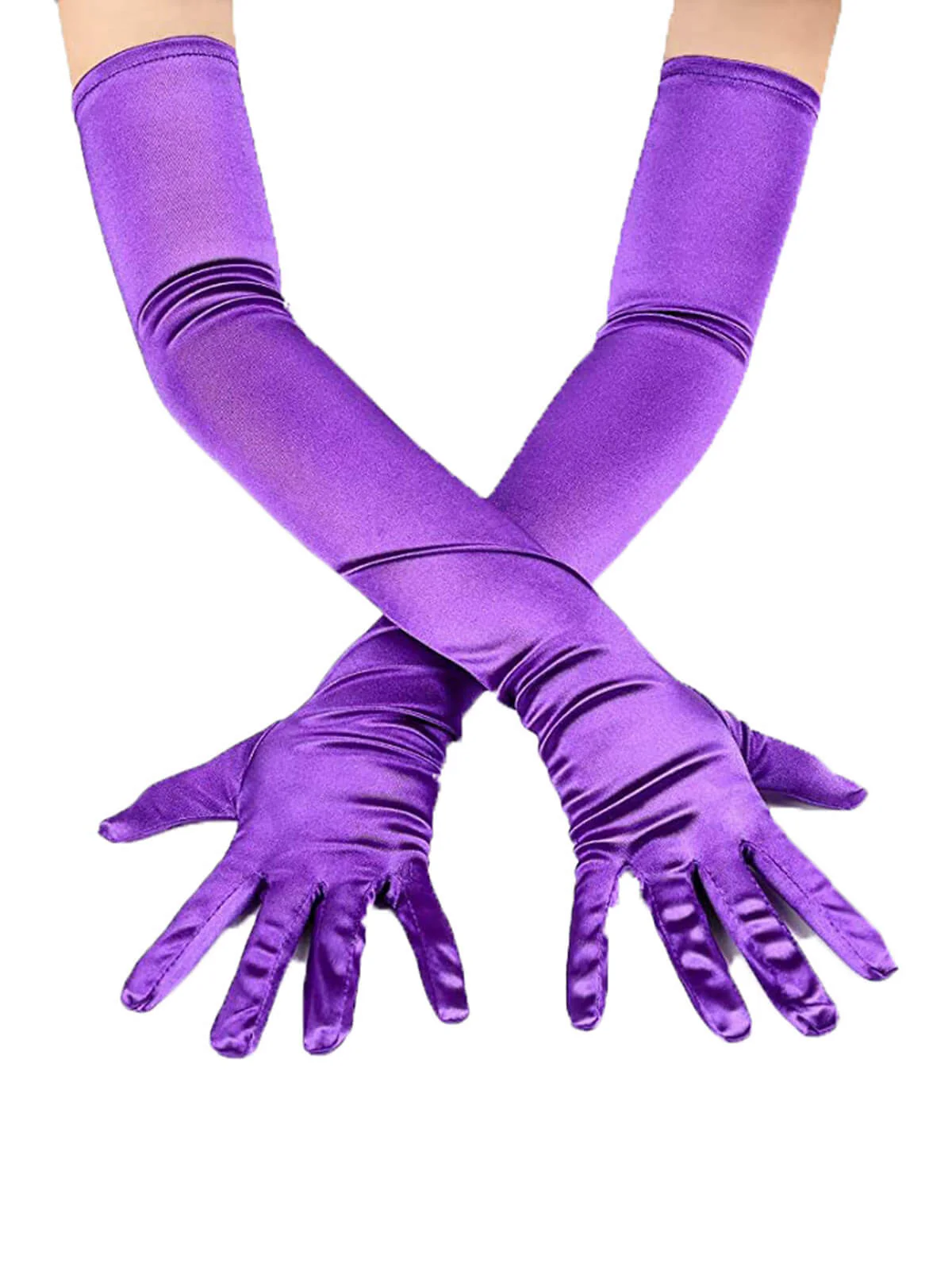 Vintage Solid Satin Long Gloves - Image 2