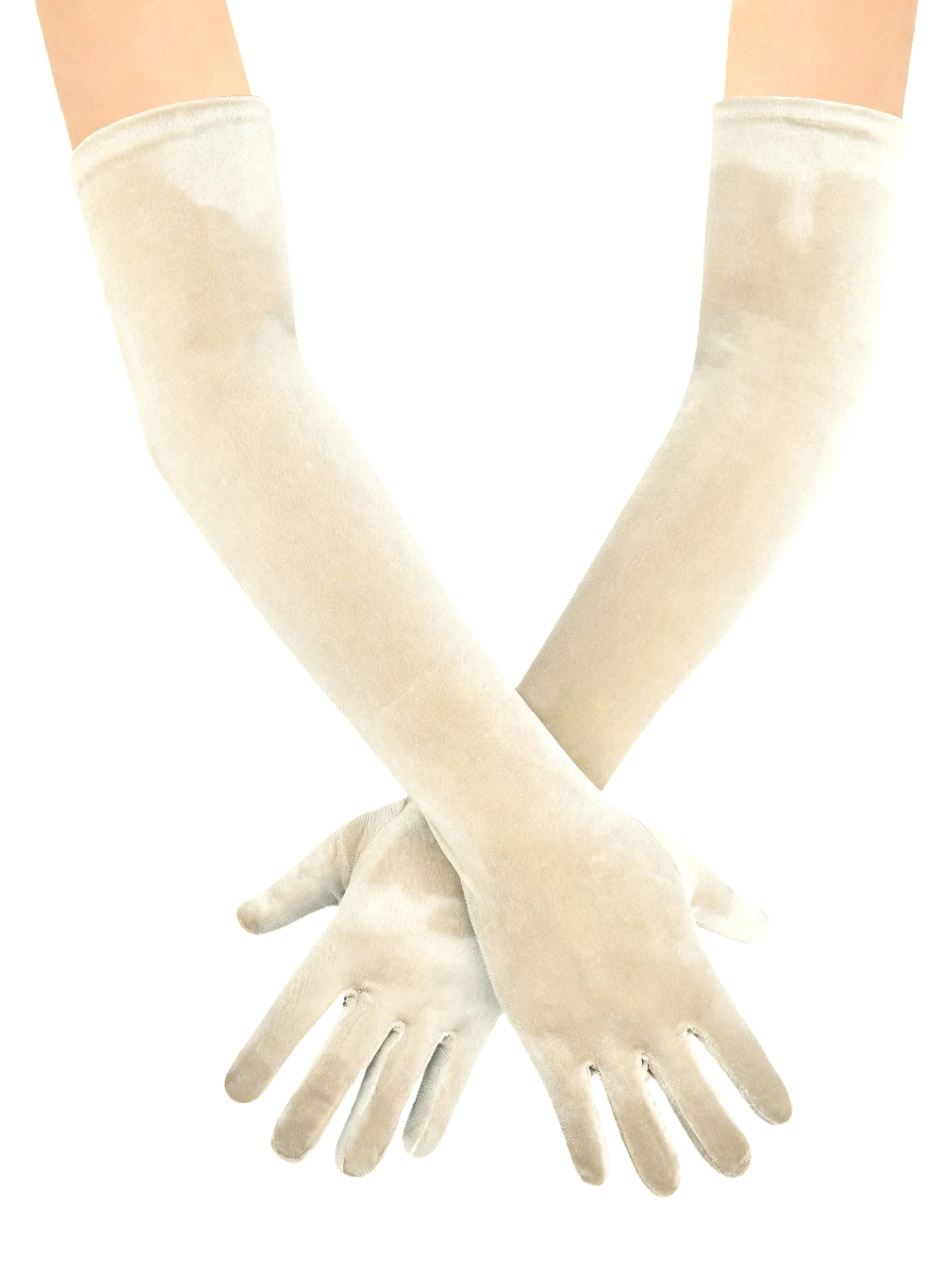 Vintage Solid Thick Velvet Long Gloves - Image 2