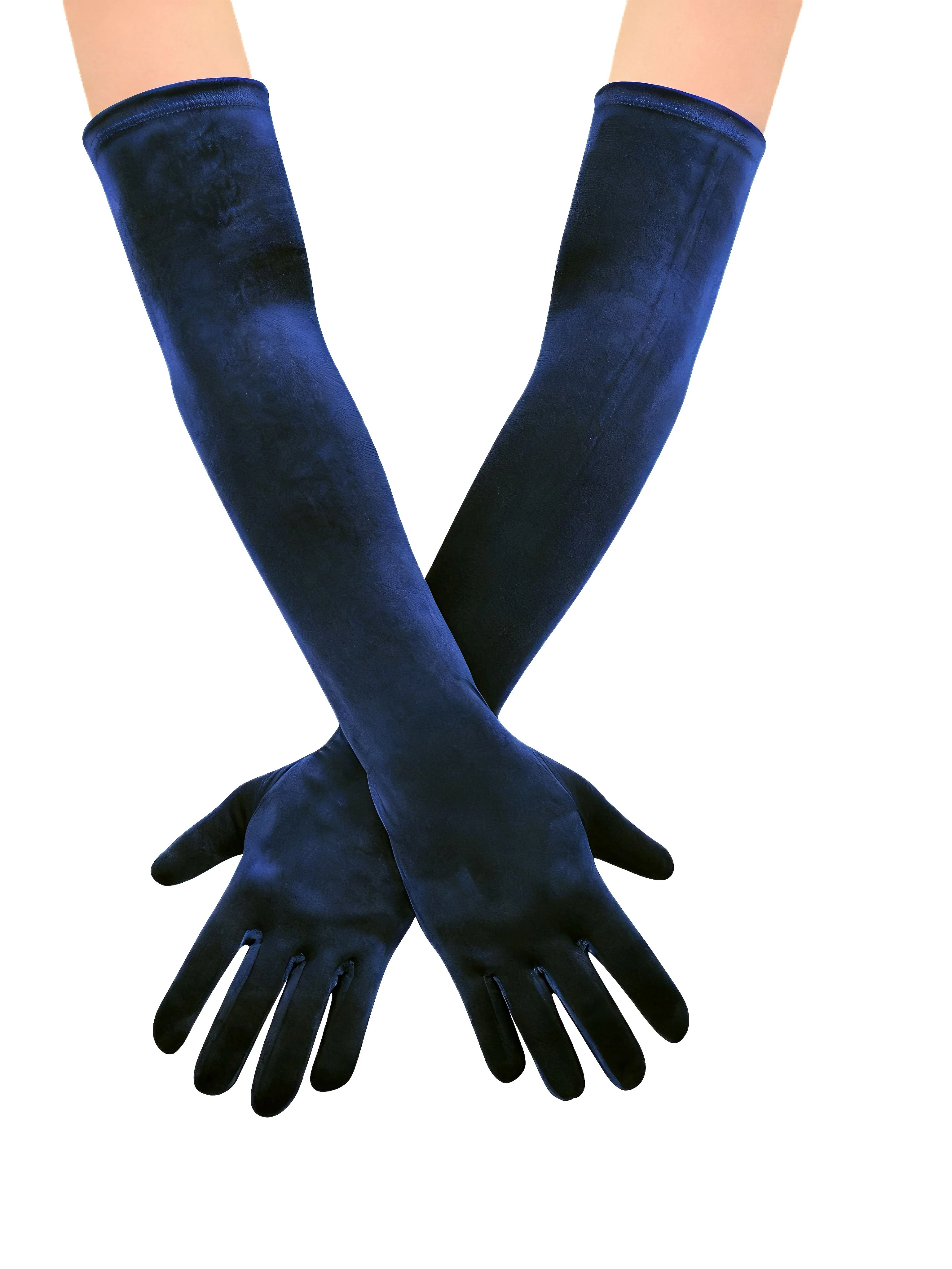 Vintage Solid Thick Velvet Long Gloves - Image 4
