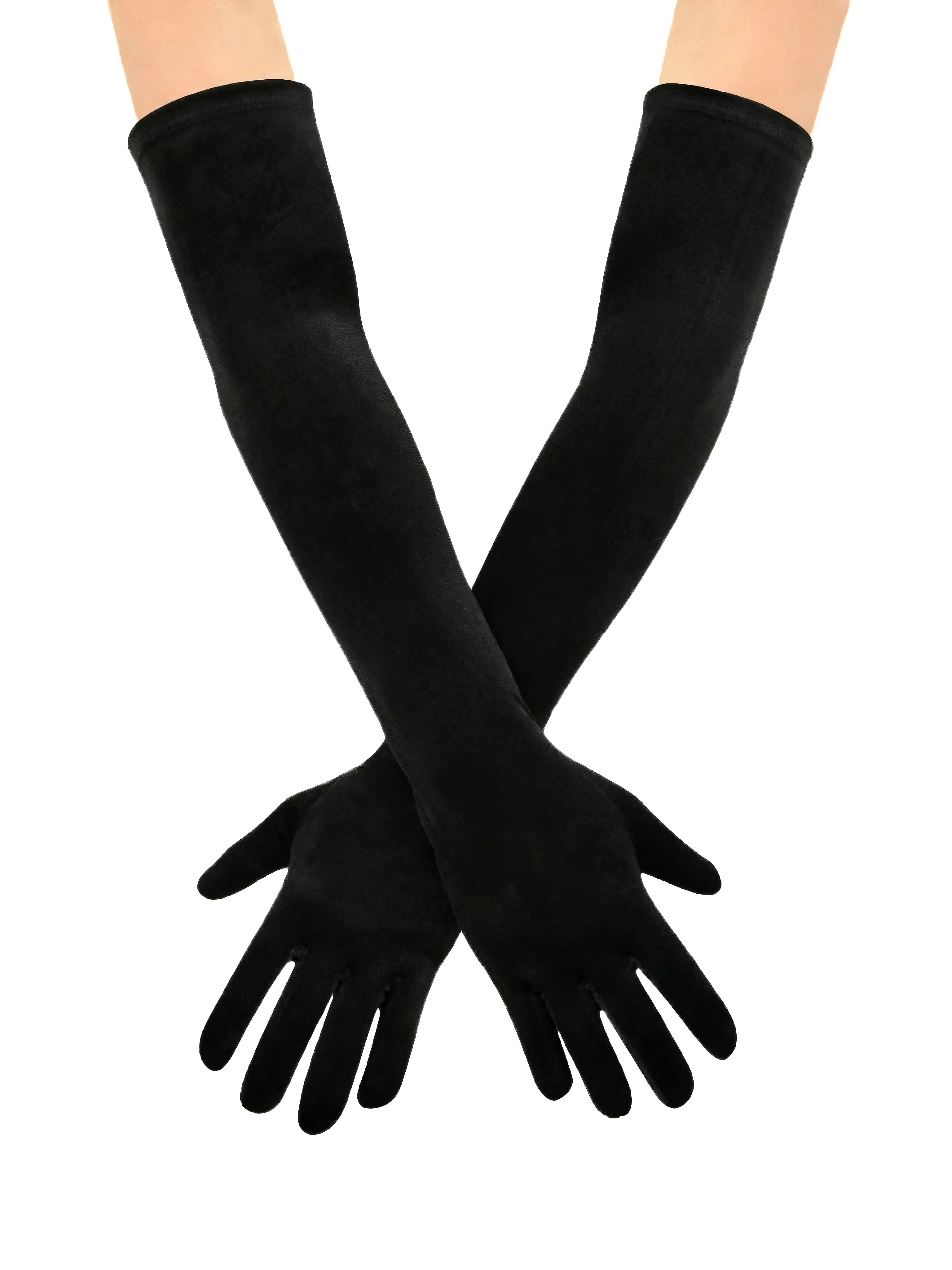 Vintage Solid Thick Velvet Long Gloves - Image 6