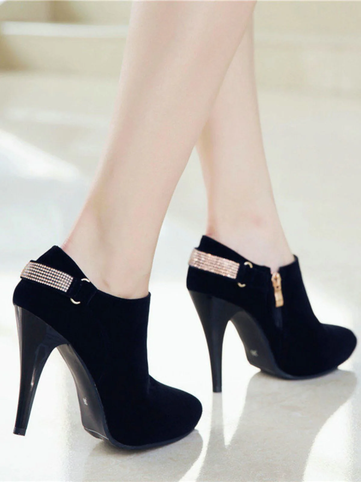 Vintage Solid Velvet Pointed Toe Stiletto Heels - Image 17