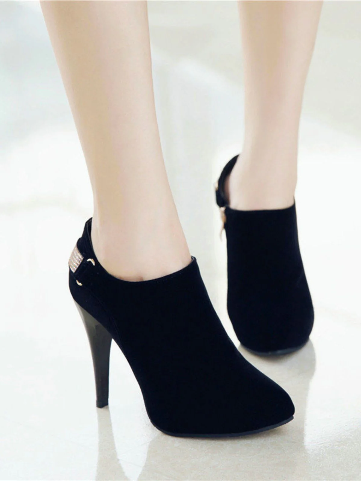 Vintage Solid Velvet Pointed Toe Stiletto Heels - Image 18