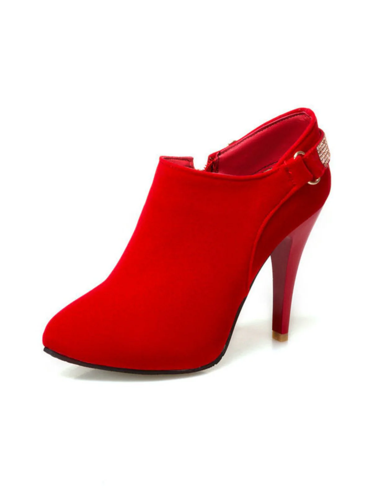 Vintage Solid Velvet Pointed Toe Stiletto Heels - Image 2