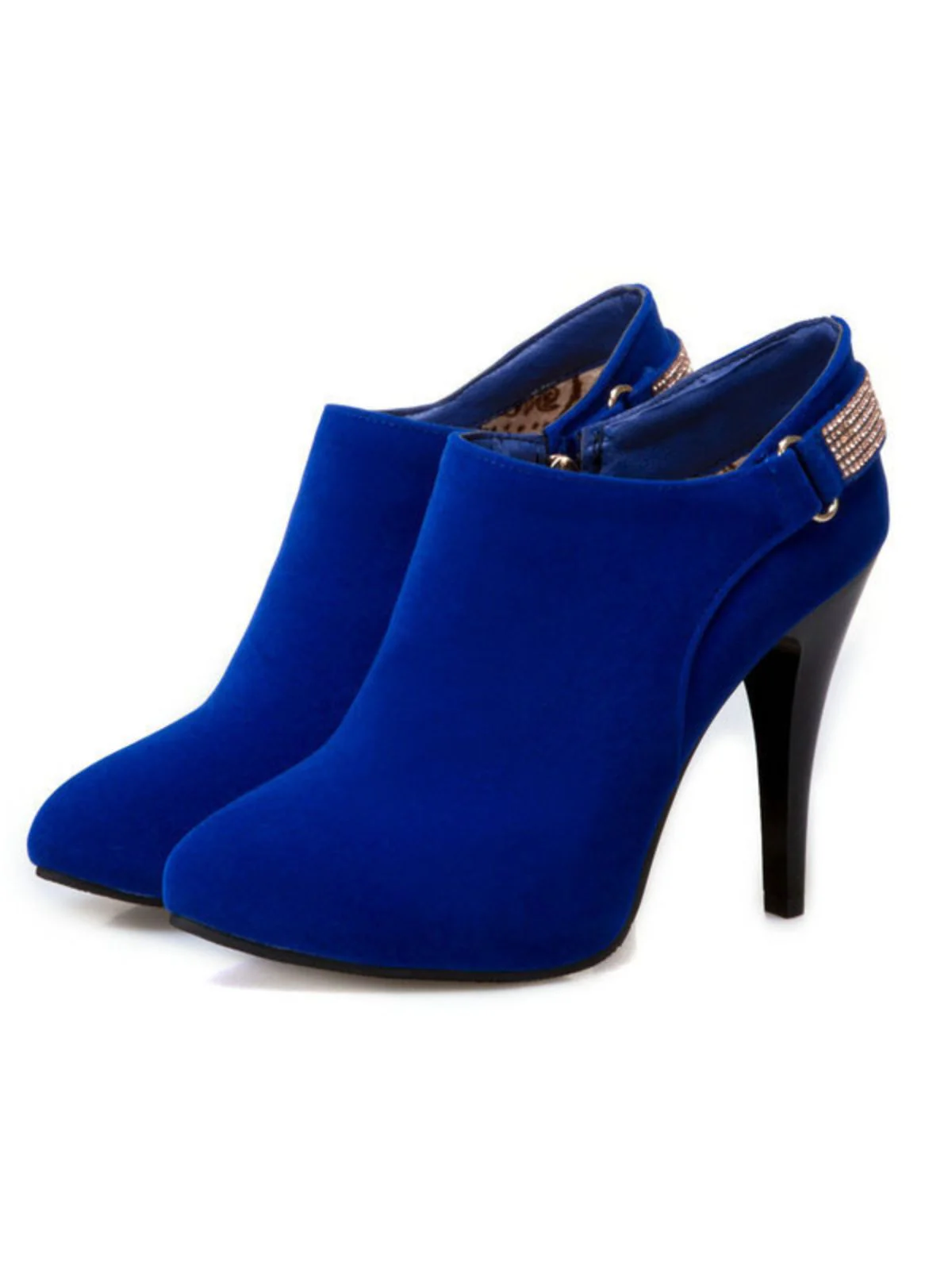 Vintage Solid Velvet Pointed Toe Stiletto Heels - Image 6