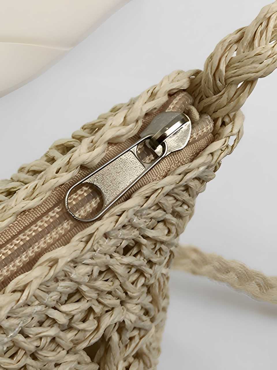 Vintage Straw Wooden Beads Crossbody Bag - Image 3
