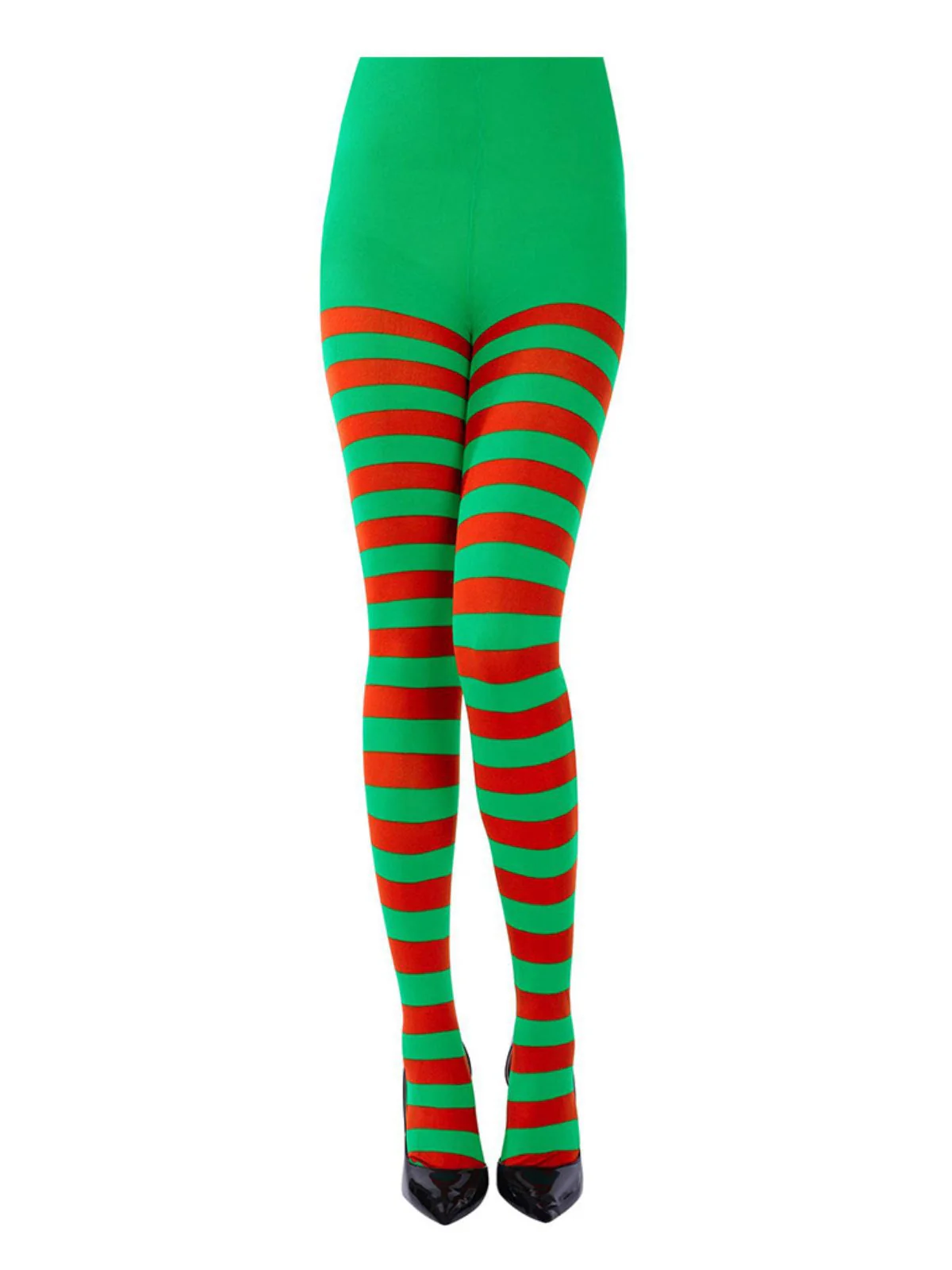 Vintage Striped High-Waisted Christmas Pantyhose - Image 2