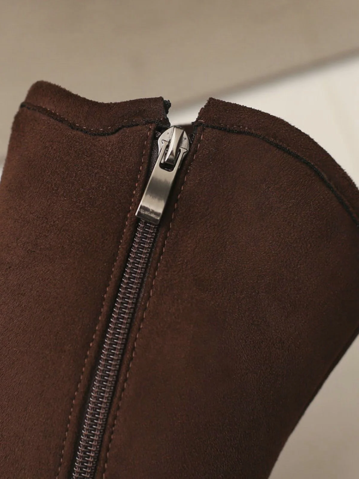 Vintage Suede Faux Fur Lining Studded Mid-Calf Boots - Image 10