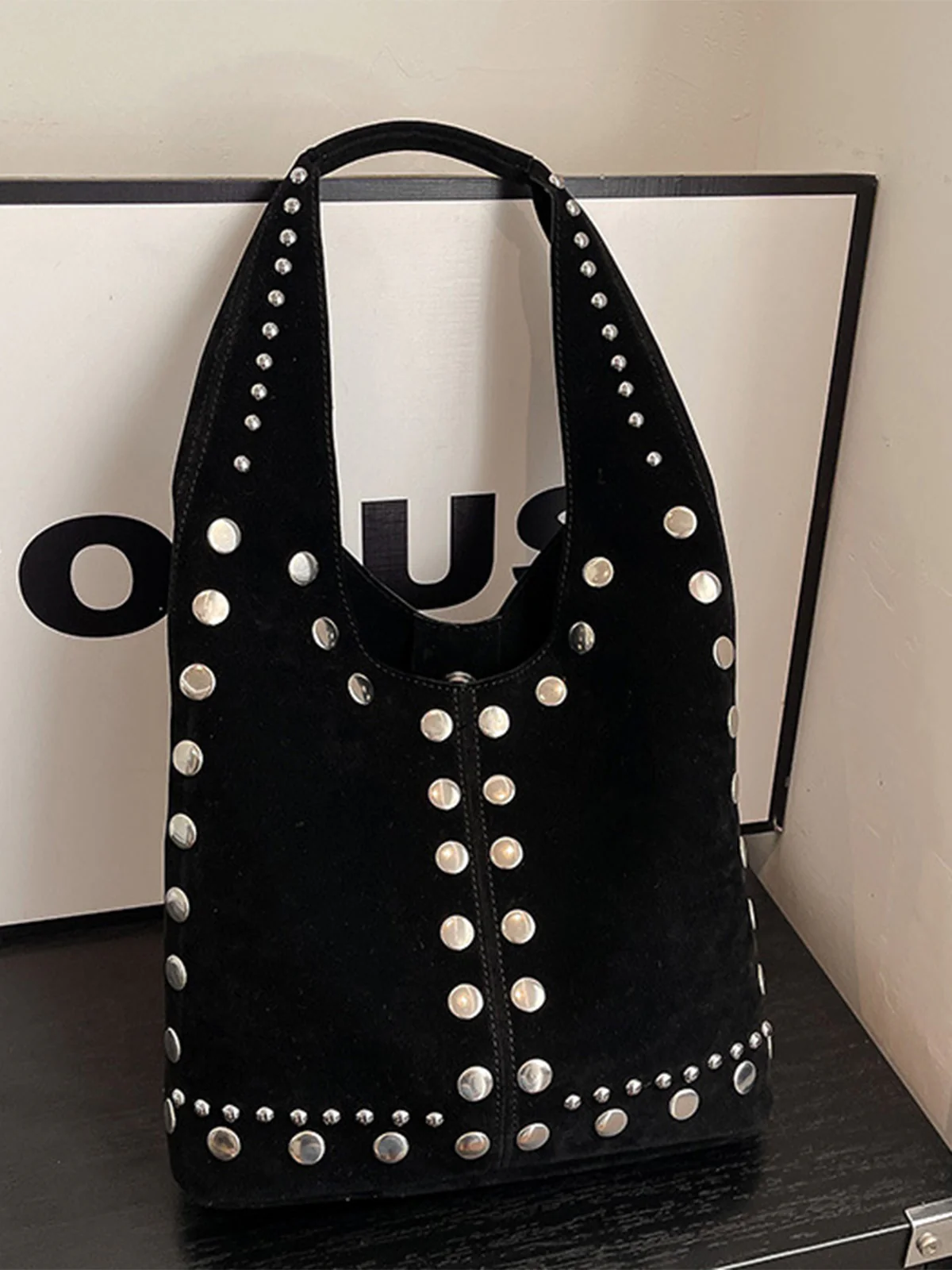 Vintage Suede Studded Shoulder Bag - Image 6