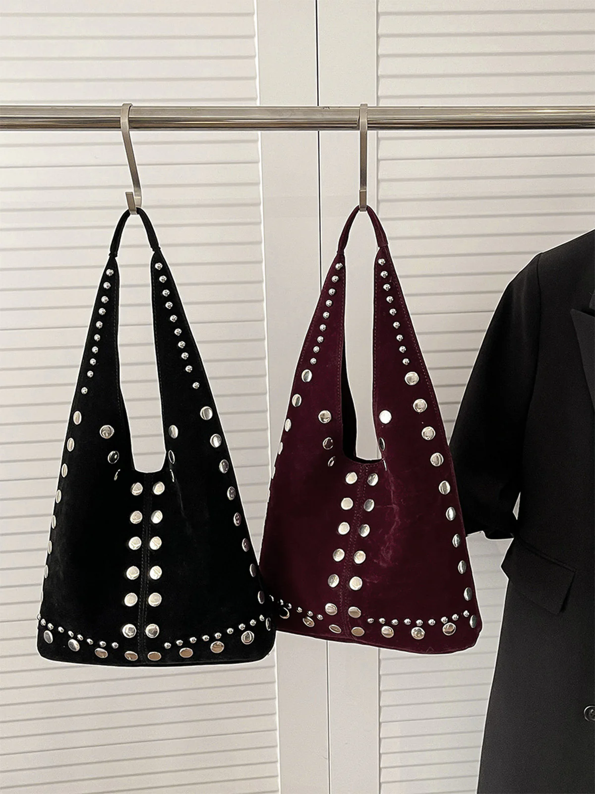 Vintage Suede Studded Shoulder Bag - Image 7