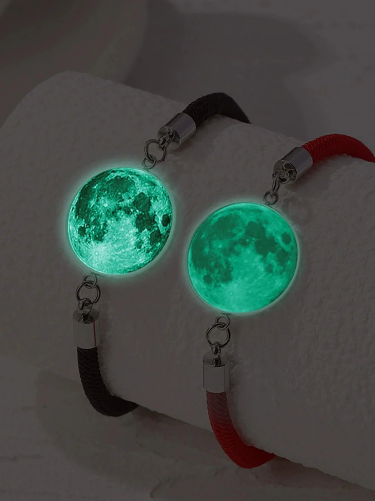 Vintage Glowing Sun Moon Stainless Steel Woven Luminous Bracelet - Image 2