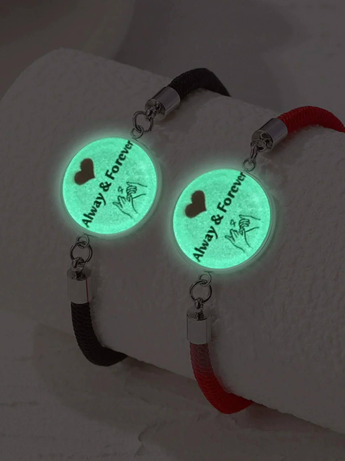 Vintage Glowing Sun Moon Stainless Steel Woven Luminous Bracelet - Image 3
