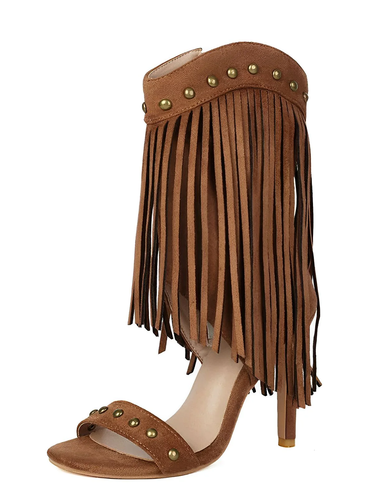 Vintage Tassel Studded Stiletto Boots - Image 2
