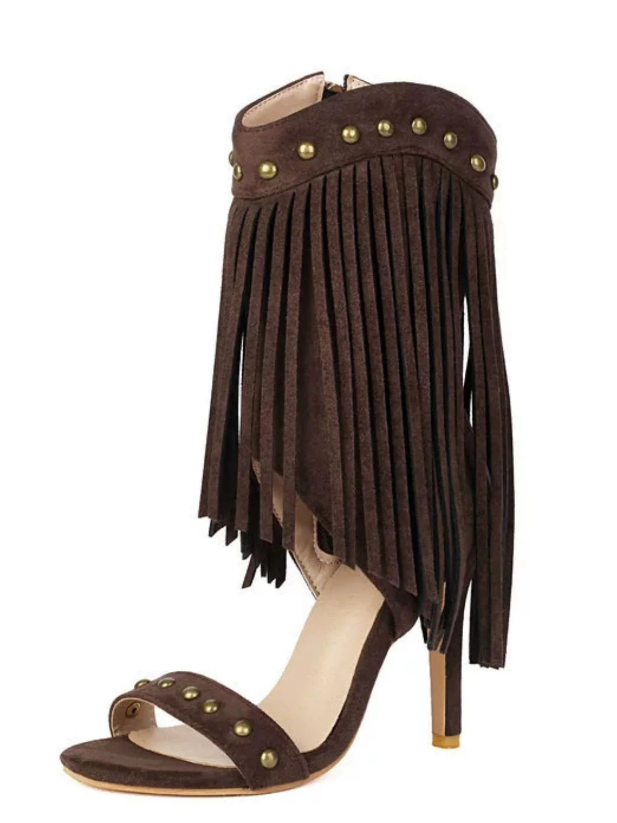 Vintage Tassel Studded Stiletto Boots - Image 6
